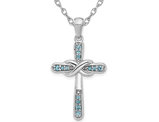 2/5 Carat (ctw) London Blue Topaz Cross Pendant Necklace in Sterling Silver with Chain